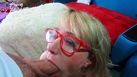 blonde babe gives sloppy deepthroat to monster cock and gets cum on face