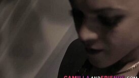 shemale in latex gets sucked in hot threesome