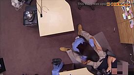 girl with glasses gets nailed at the pawnshop