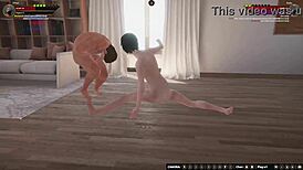 ethan vs ruby naked wrestling with blowjob and doggystyle