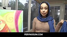 Wow, teen spreads legs for blowjob but keeps hijab on!