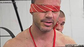 Muscle hunks engage in nude cowboy sex and gay porn with cum in ass.