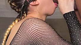 big booty white girl rides a big black cock in sexy lingerie interracial