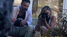 blonde hottie riding lover hard with big tits bouncing