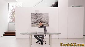 gorgeous babe seduces boss with ride for cum on ass