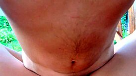 She says, that intense outdoor missionary sex with huge cock ended in a powerful cumshot on natural tits