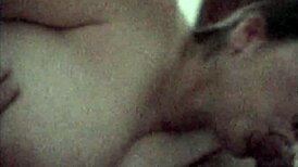 Busty Brunette's Cheeky Blowjob Ends With Cum In Mouth.