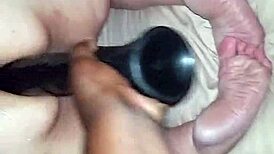 Big-Ass BBW Amateur Riding Huge Black Dildo with Intense Passion