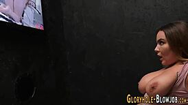 Slut Tit Fucks Black Cock at Gloryhole