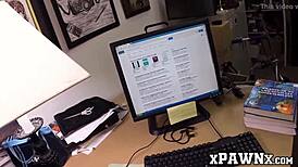 This pretty babe with glasses is fucking like crazy with her broker at work