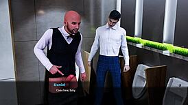 monica gets rough anal creampie in toilet threesome