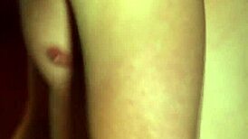 Watch this classy brunette in lingerie sucking and licking that hard cock?