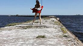 Naked Reality Show on Public Dock
