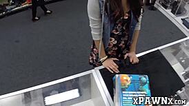 This pretty babe with glasses is fucking like crazy with her broker at work