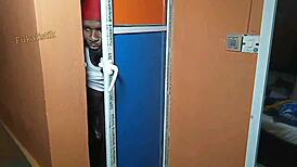 Amanda sneaks with stepbrother while stepsister watches movie