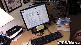 This pretty babe with glasses is fucking like crazy with her broker at work