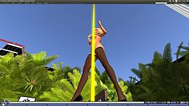 Check out this beautiful blond girl dancing on the pole in Second Life! 😍