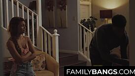 Sinner girl expresses gratitude to her mom’s boyfriend with out of control za threesome