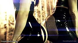 Latex lesbians double penetration fist