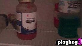 Sexy big boobs babe reveals shaved pussy