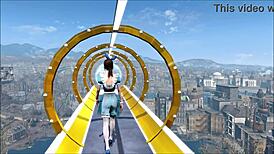 Fallout 4 brunette anime babe in sexy fashion gets hardcore drilled