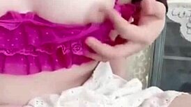 Girlfriend teases on balcony, playing with wet pussy