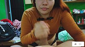 Unfaithful prostitute sucks her boyfriend's friend's cock.