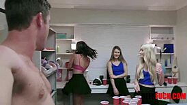 amateurs tied up in bondage bdsm cowgirl pussy fucking riding with beer pong condom