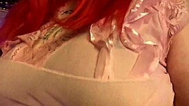 Redhead amateur with bouncing boobs and hard nipples.