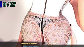 Monica models in a cute fashion photoshoot business