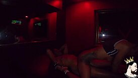 Nubian stormiana rides reverse cowgirl, her big tits bouncing in close-up.