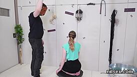 Foxy nympho is brought to ass hole nuthouse for awkward anal therapy