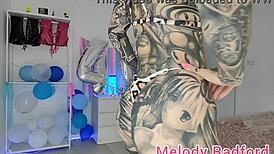 Melody Radford BOLDLY TRIES ON BLACK SKIRT AND SKIMPY MICRO BIKINI HAUL