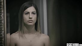 Crazy petite babe takes two big cocks!