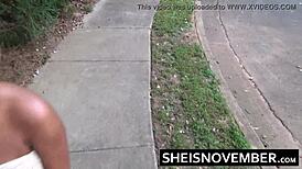 Ebony MsNovember Squats to Pee in Public While Walking Outdoors