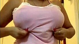 Latina brunette strips with anal plug and squirts 😏