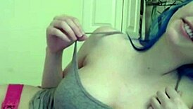 Blonde Bunny Licks Her Own Big Tits