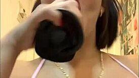 Latina brunette strips with anal plug and squirts 😏