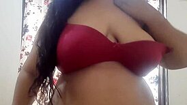 Desi milf rips clothes and strips naughty in the office