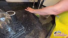 Cléo Cadillac Washes Lingerie, Husband Gets Horny And Fucks Her!