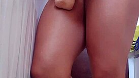 wife plays in the bathroom before work