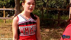 sexy cheerleader silenced by tempting big black cock in dramatic play