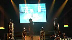 busty german milf gives lapdance on stage