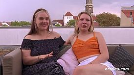 hey, watch these german lesbians climax with dildo and ice pop in hot action