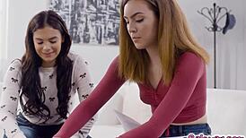 Violet Starr guides Freya Parker into steamy lesbian play