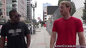 Watch this teen give an interracial blowjob with femdom and cuckold action!