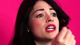 hot model swallows every drop of sperm after facial