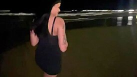 African pornstar with massive tits gets creampied by monster cock on the beach in intense voyeur scene