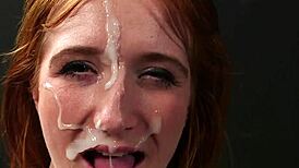 Slutty Babe Swallows Jizz After Facial Cumshot Blast