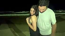 African pornstar with massive tits gets creampied by monster cock on the beach in intense voyeur scene